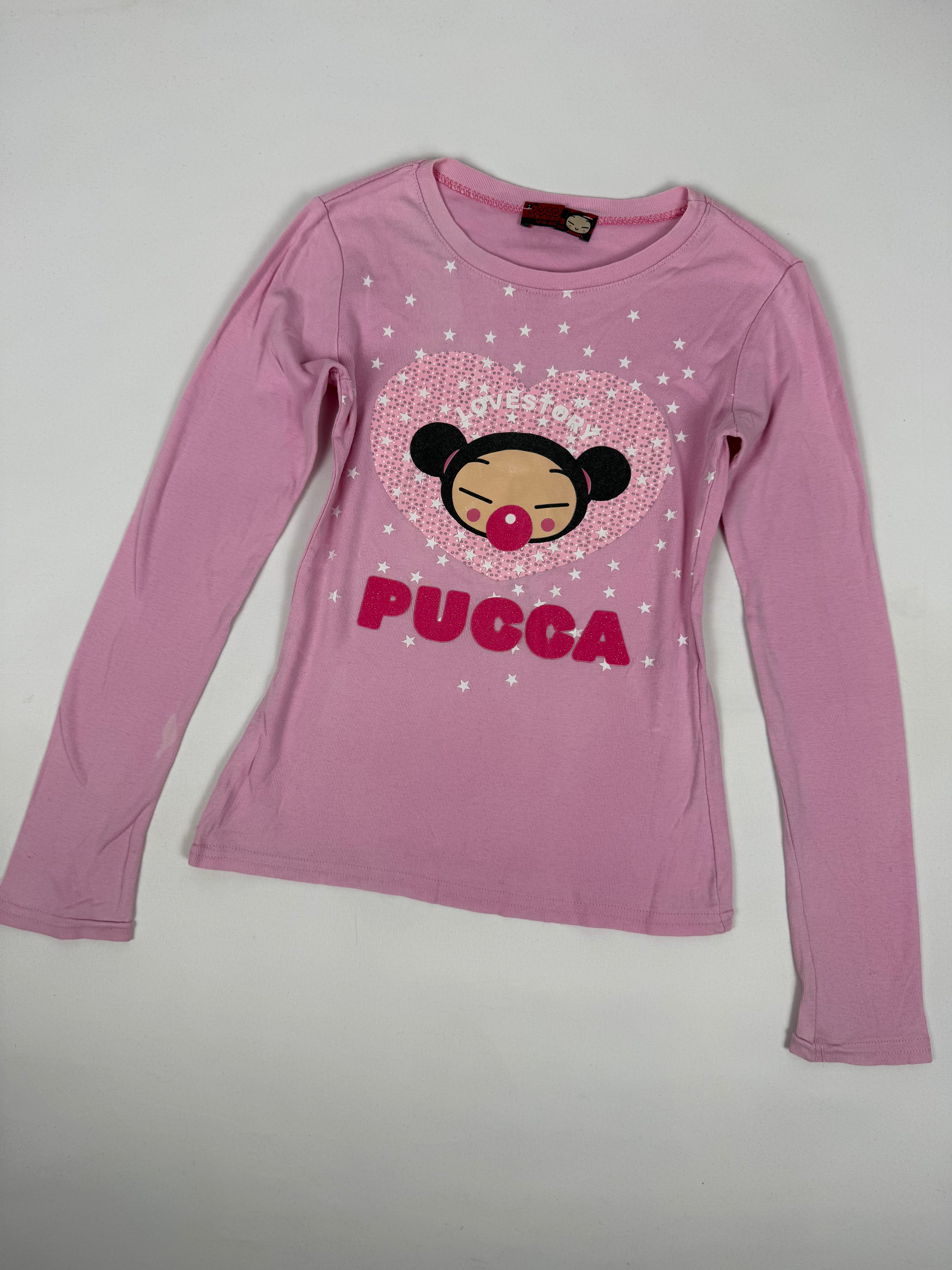 Pink graphic long sleeves top (S)