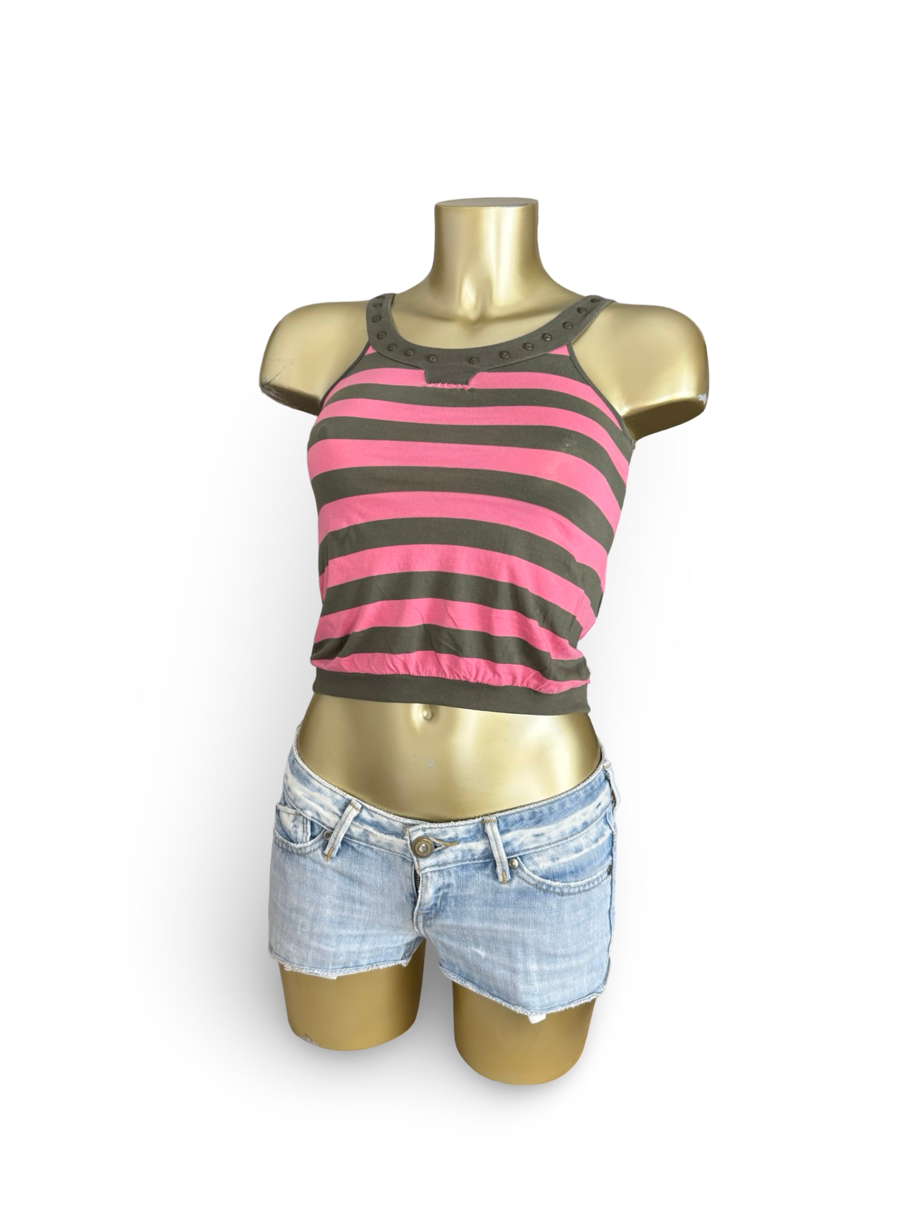 Pink striped cotton top (XS)