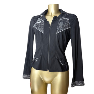 Black lightweight zip up office jacket (M)