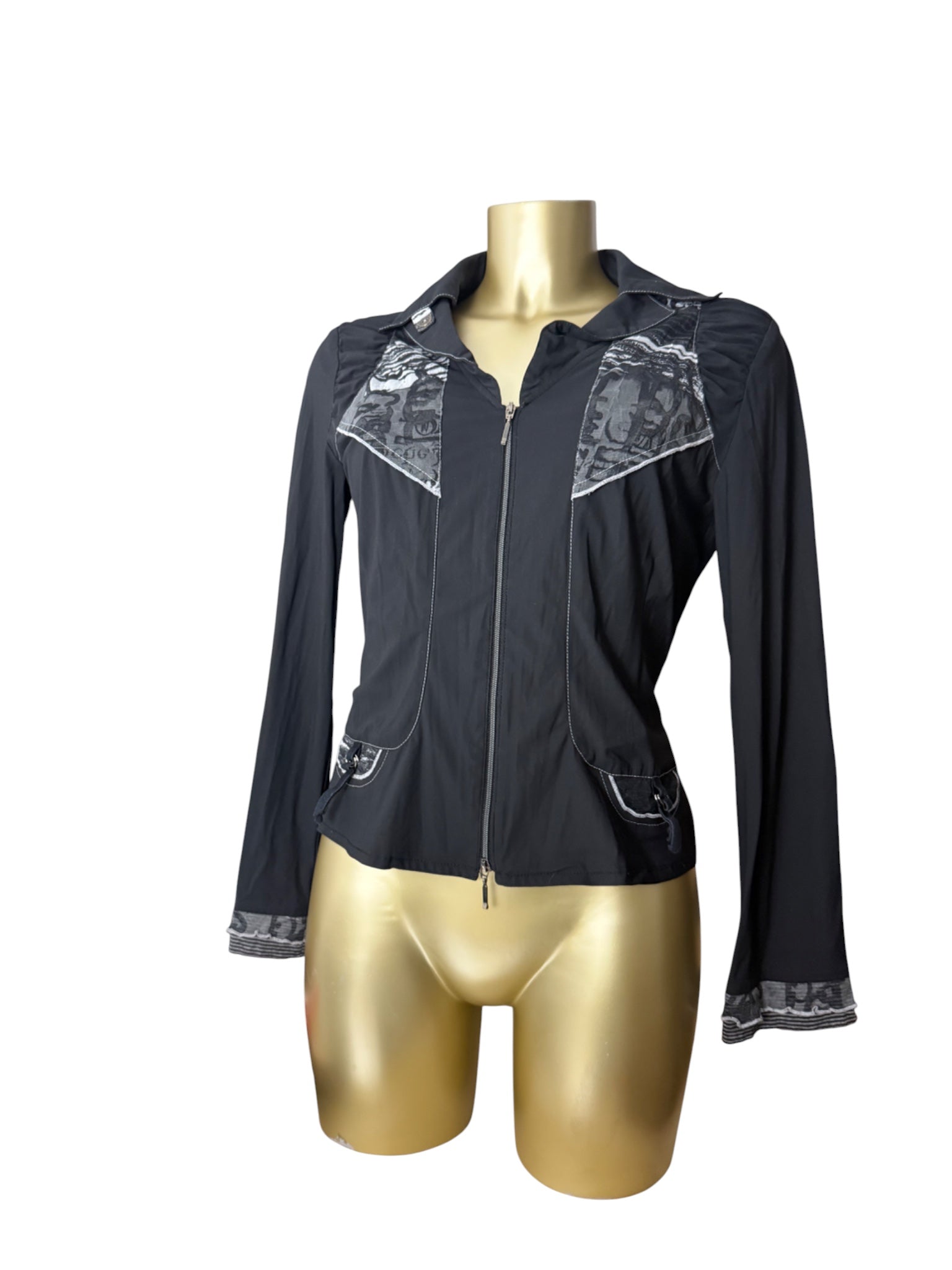 Black lightweight zip up office jacket (M)