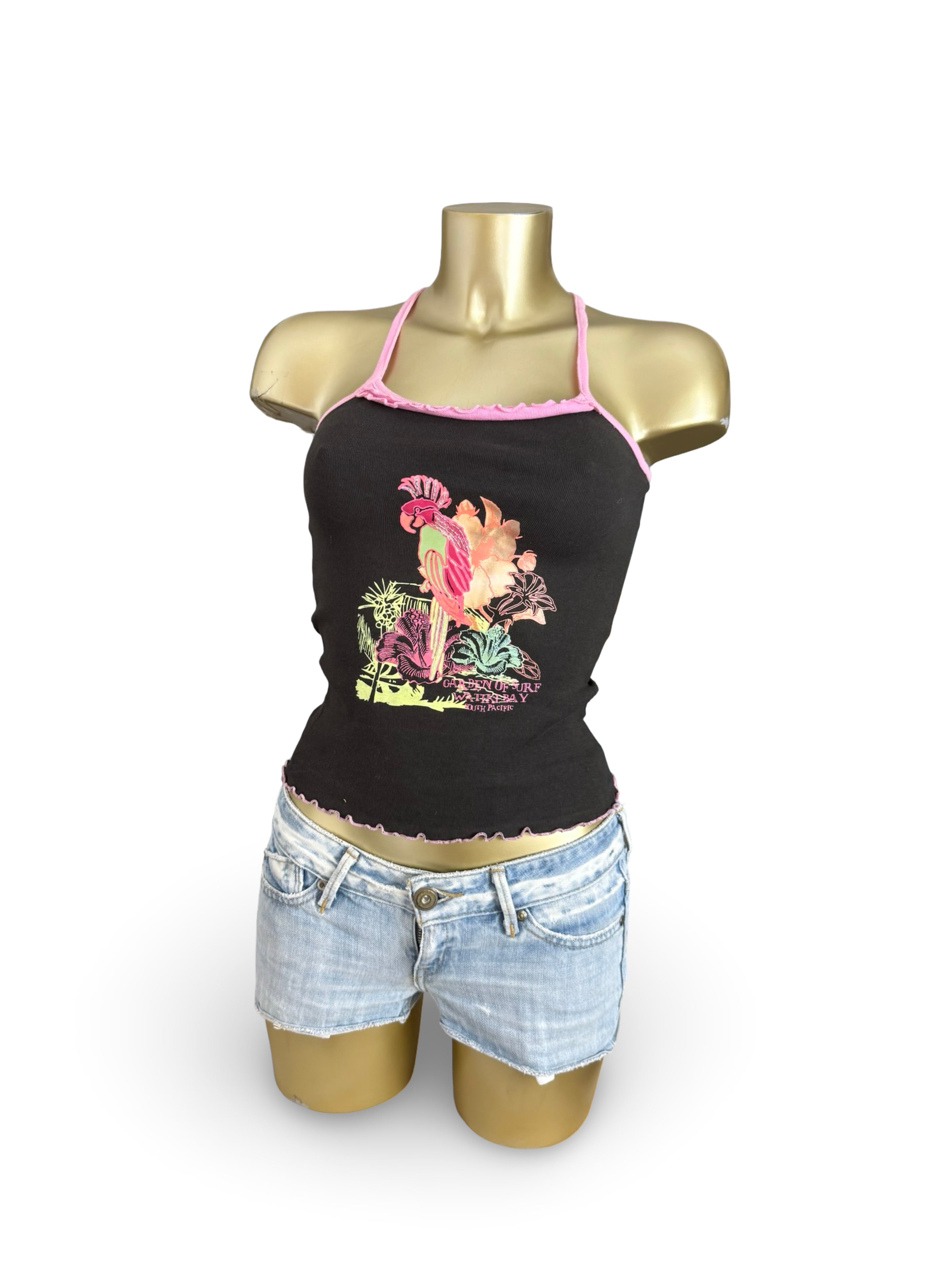 Black graphic cotton top (XS)