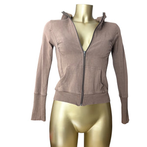 Brown cotton zip up hoodie (S)