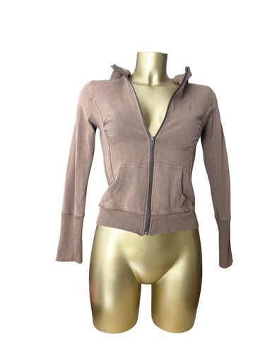 Brown cotton zip up hoodie (S)