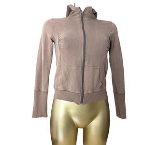 Brown cotton zip up hoodie (S)