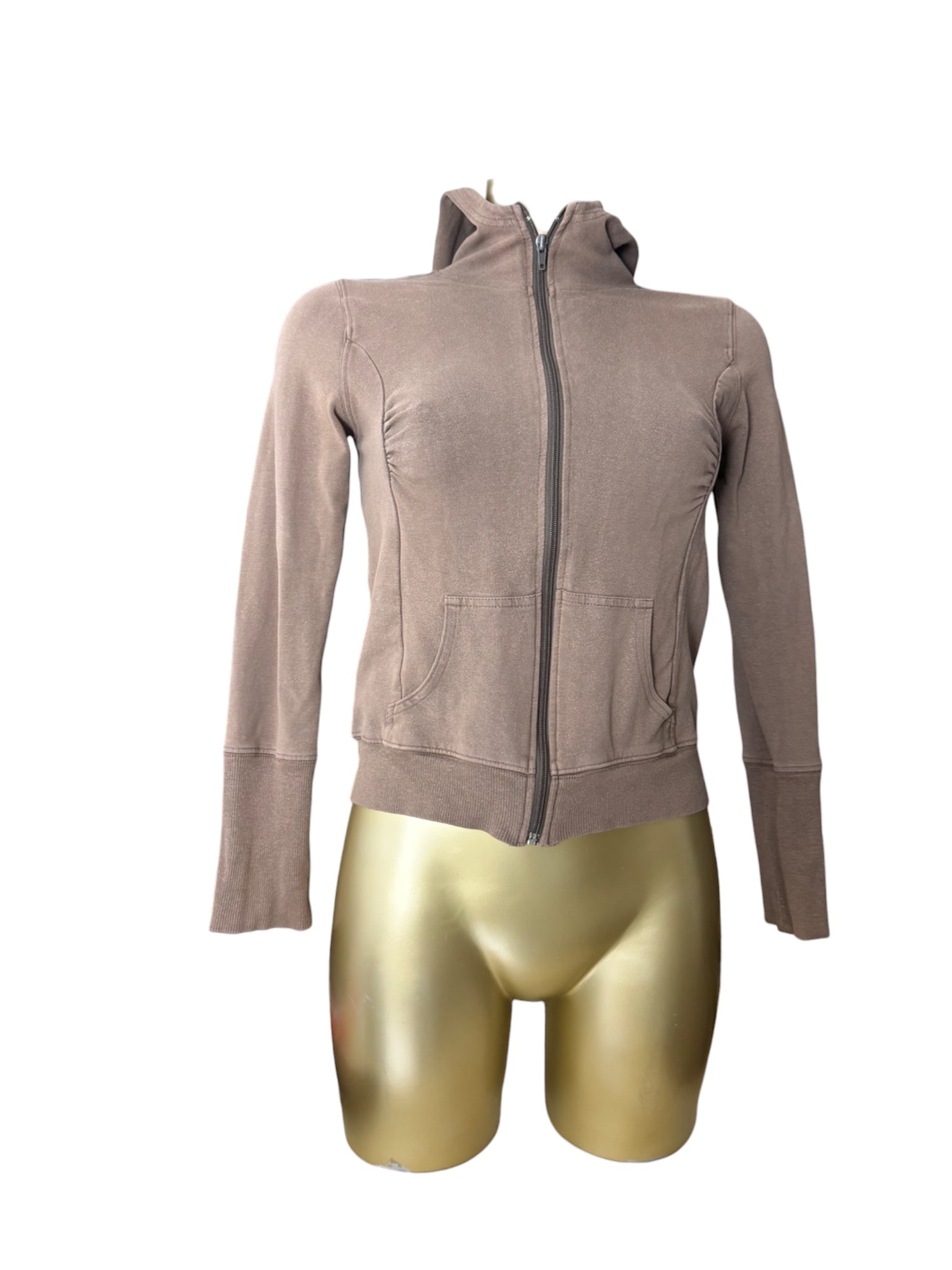 Brown cotton zip up hoodie (S)