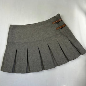 Grey wool mini pleated skirt (M)