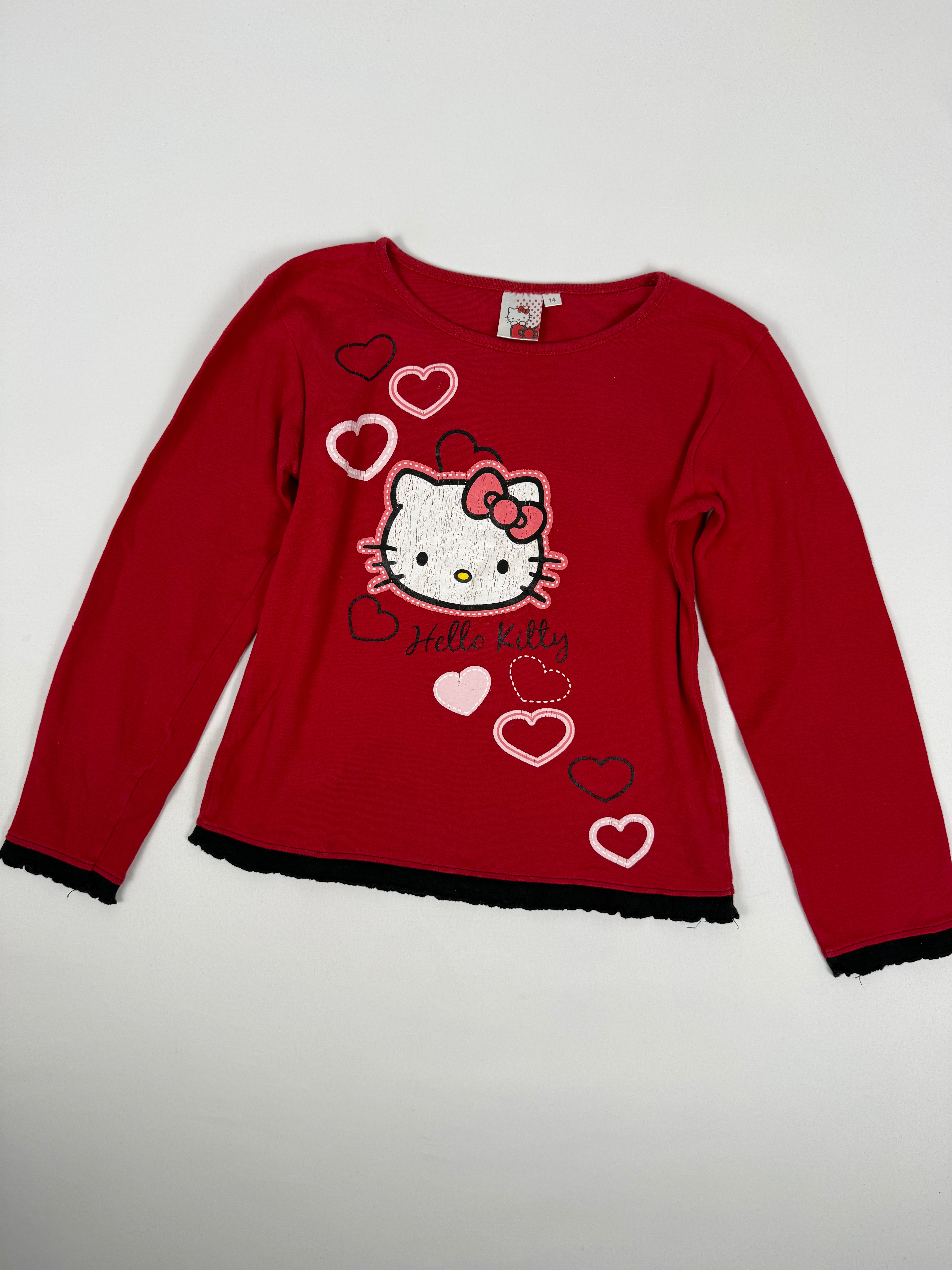 Red kitten cotton long sleeves top (L)