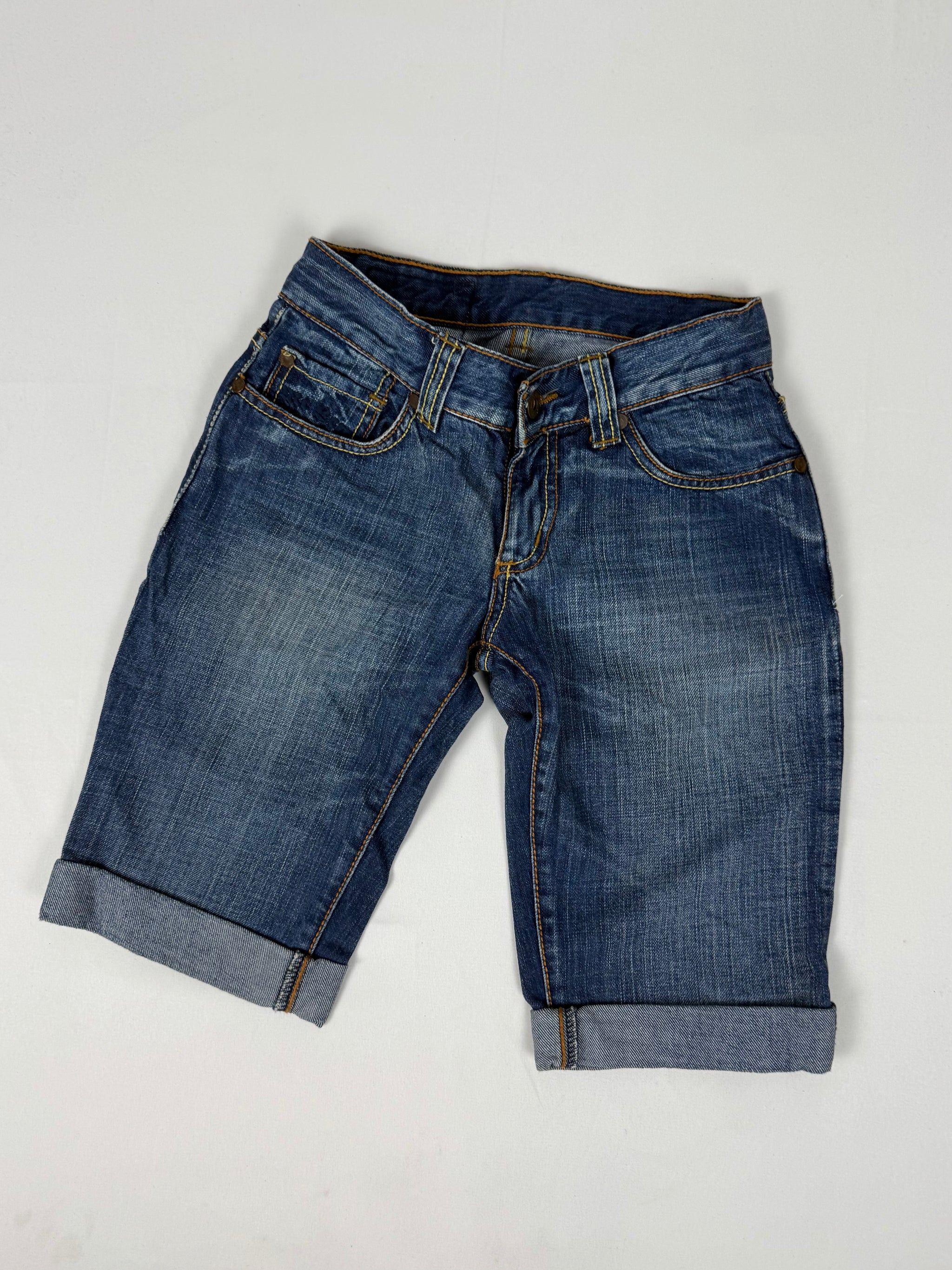 Navy denim low rise mid short (XS)