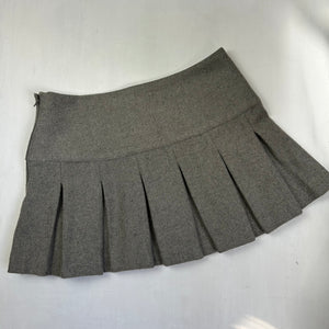 Grey wool mini pleated skirt (M)