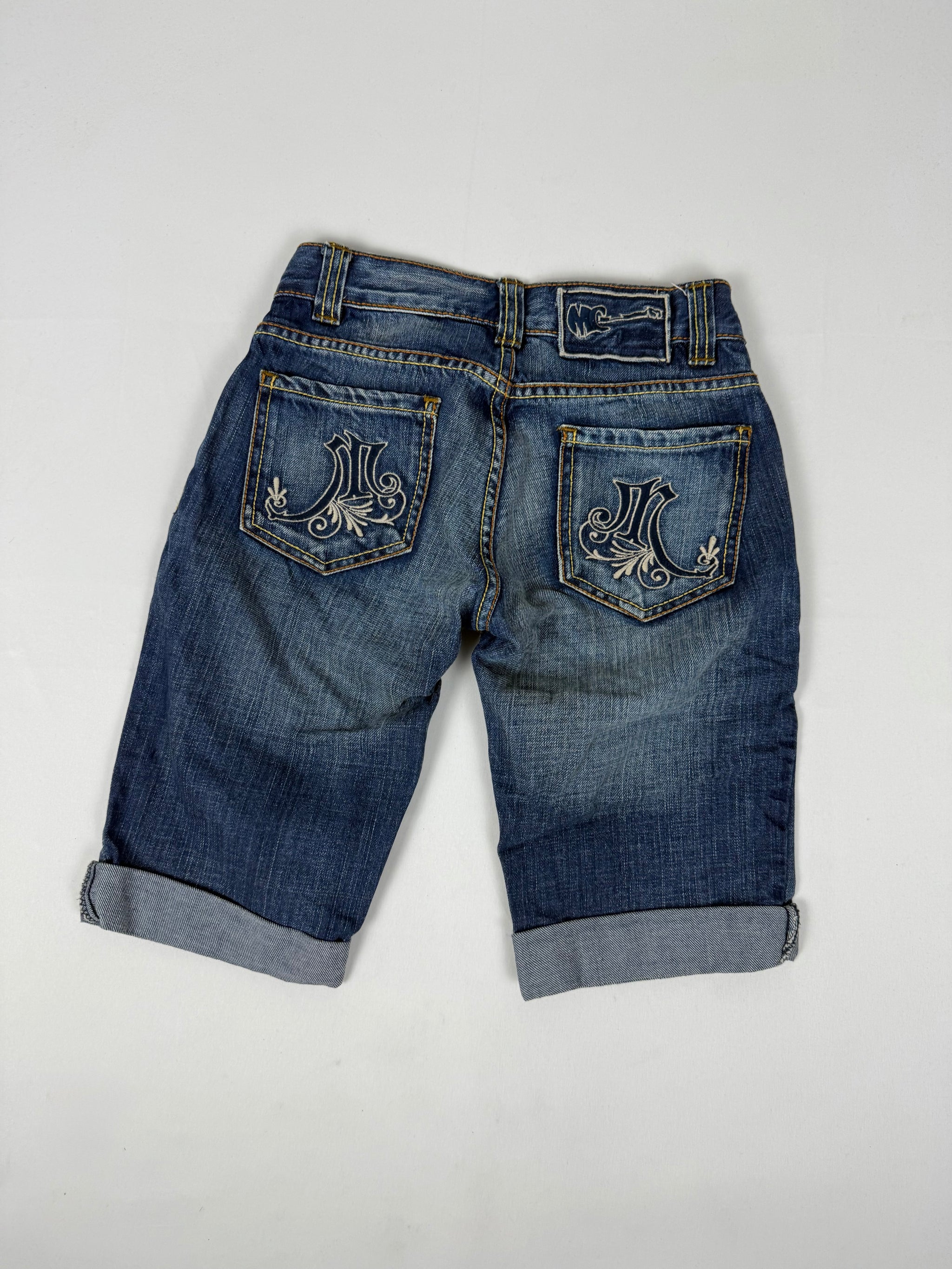 Navy denim low rise mid short (XS)