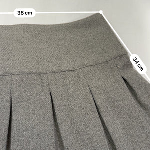 Grey wool mini pleated skirt (M)
