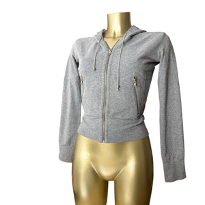 Grey cotton zip up tight fit sweatshirt (S)