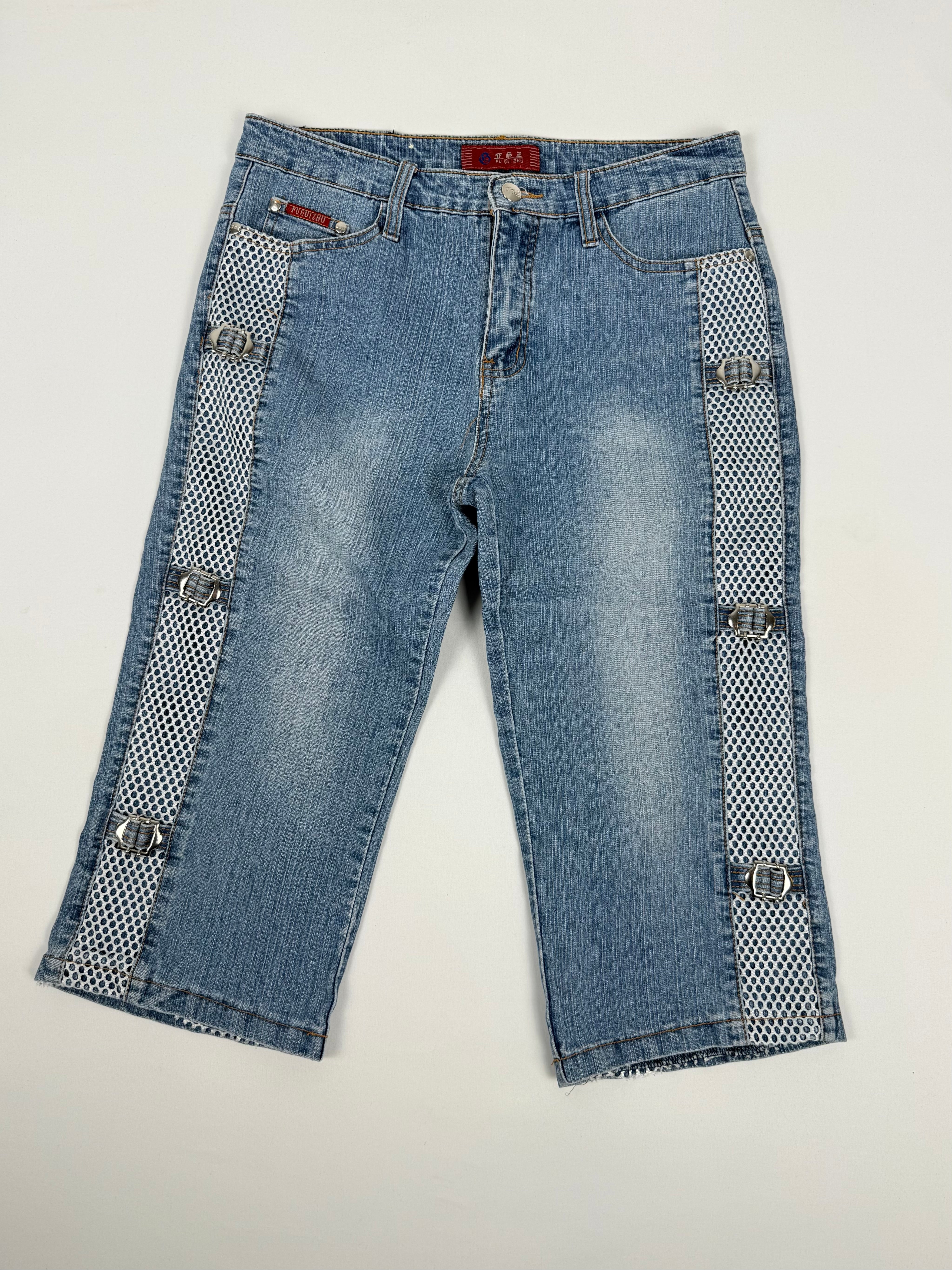 Blue denim low rise capri pants (M)