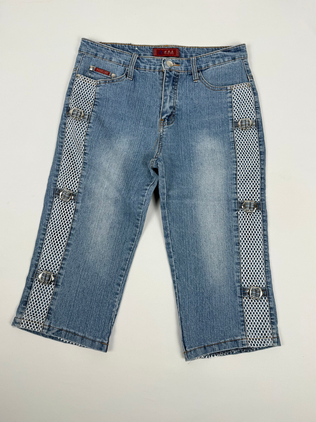 Blue denim low rise capri pants (M)