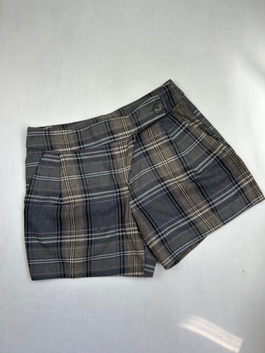 Brown check print office low rise mini short (M)