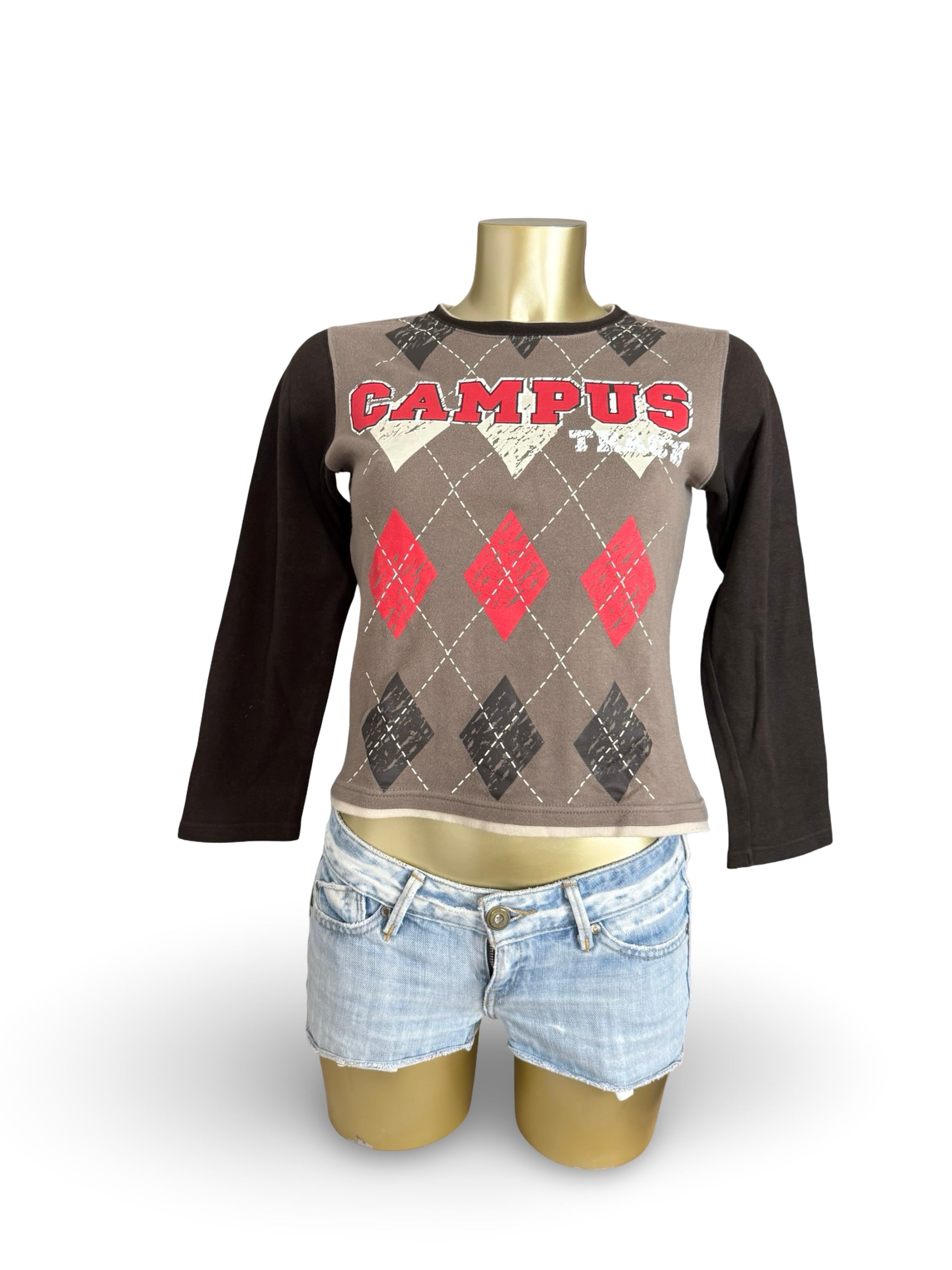 Black graphic long sleeves top (S)
