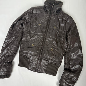 Brown tight fit puffer jacket (S)