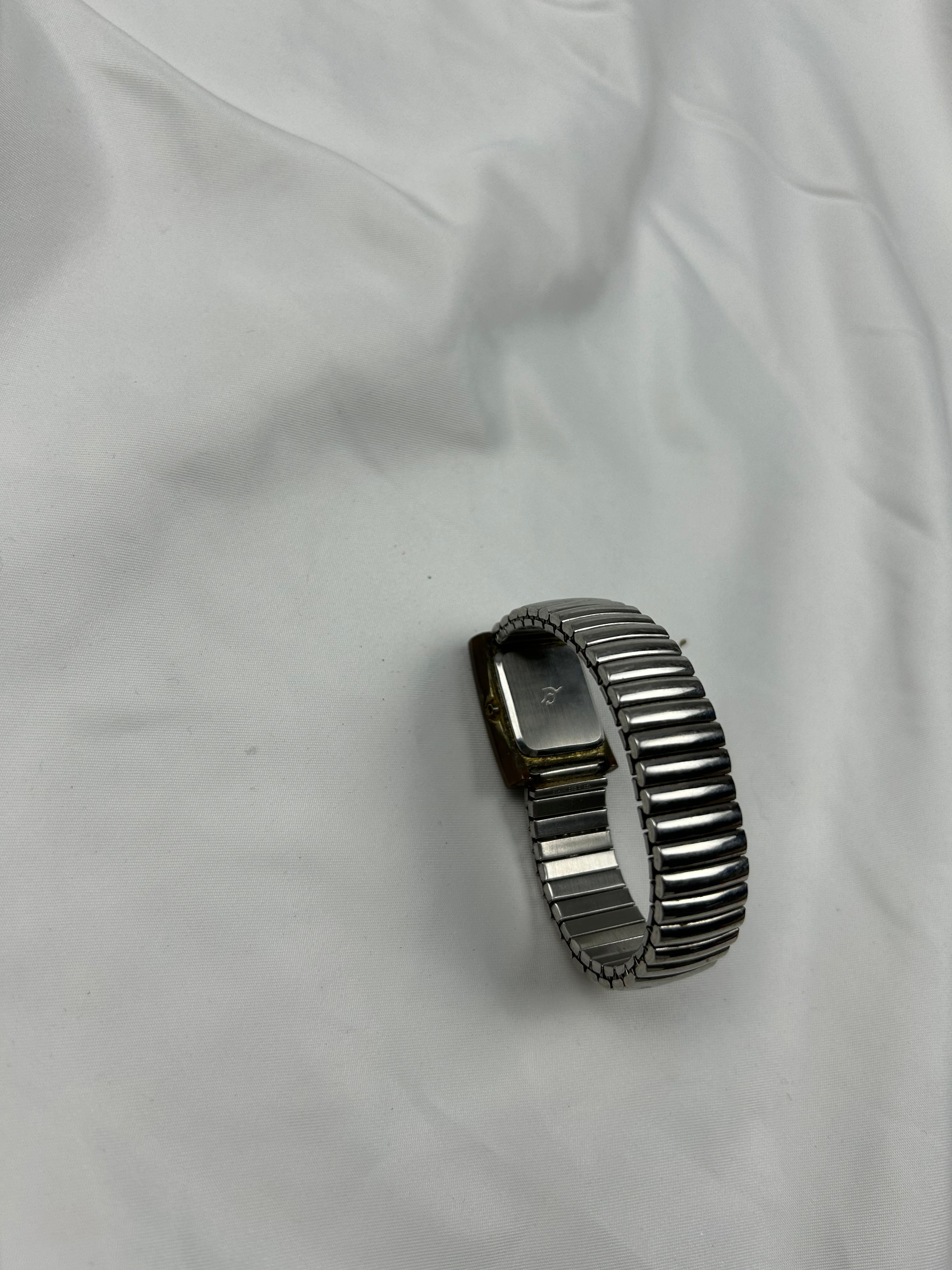 Vintage stainless steel silver elastic bracelet watch jewelry