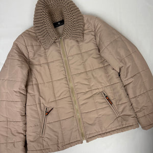 Beige zip up wool neck puffer jacket (M/L)