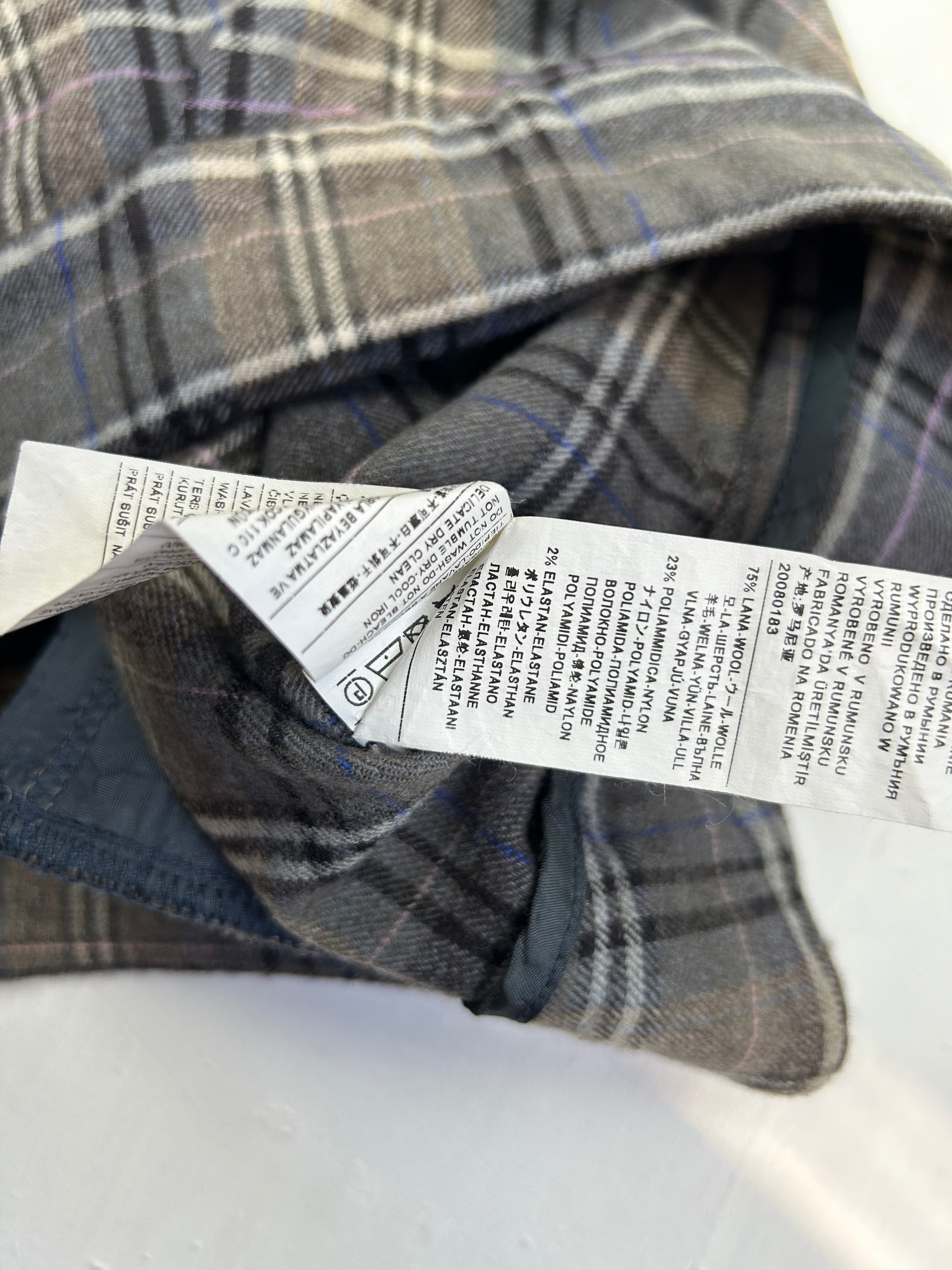 Brown check print office low rise mini short (M)