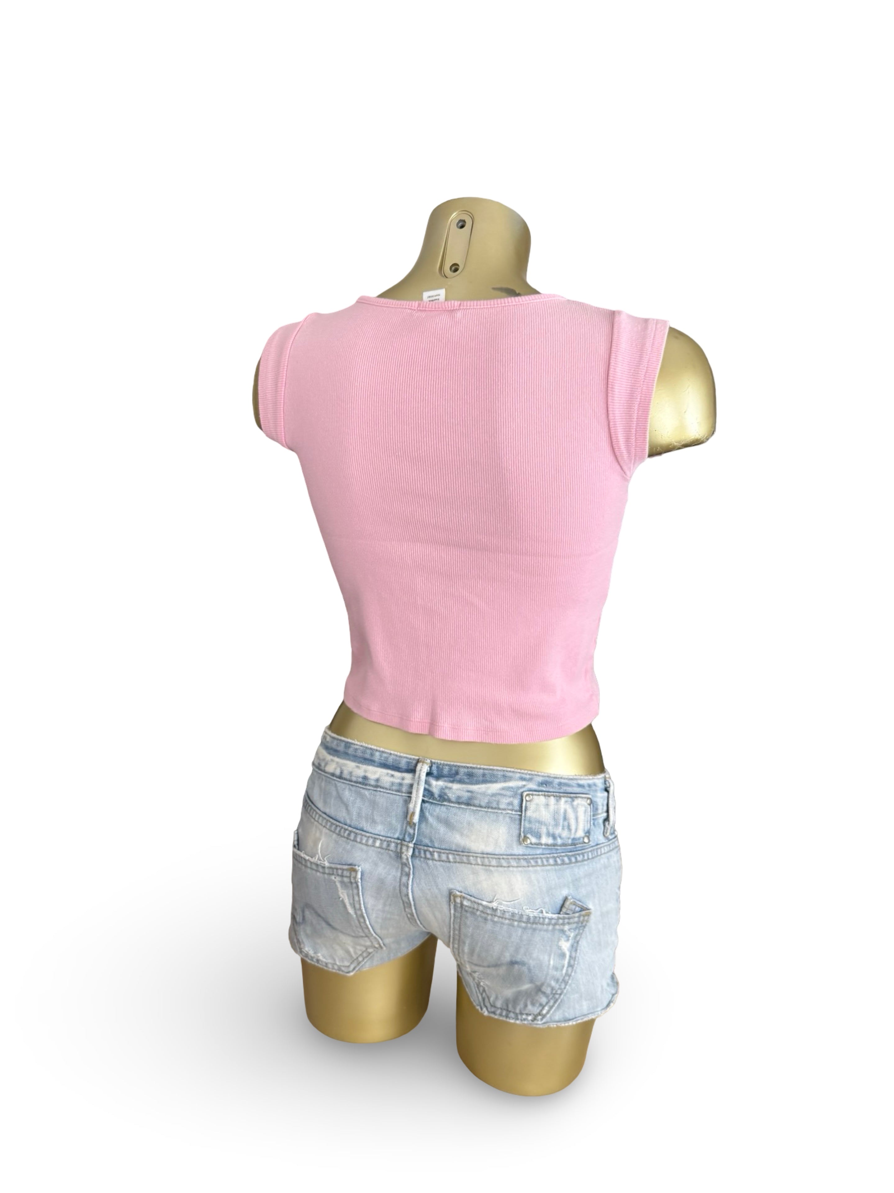 Baby pink ribbed cotton top (XS)