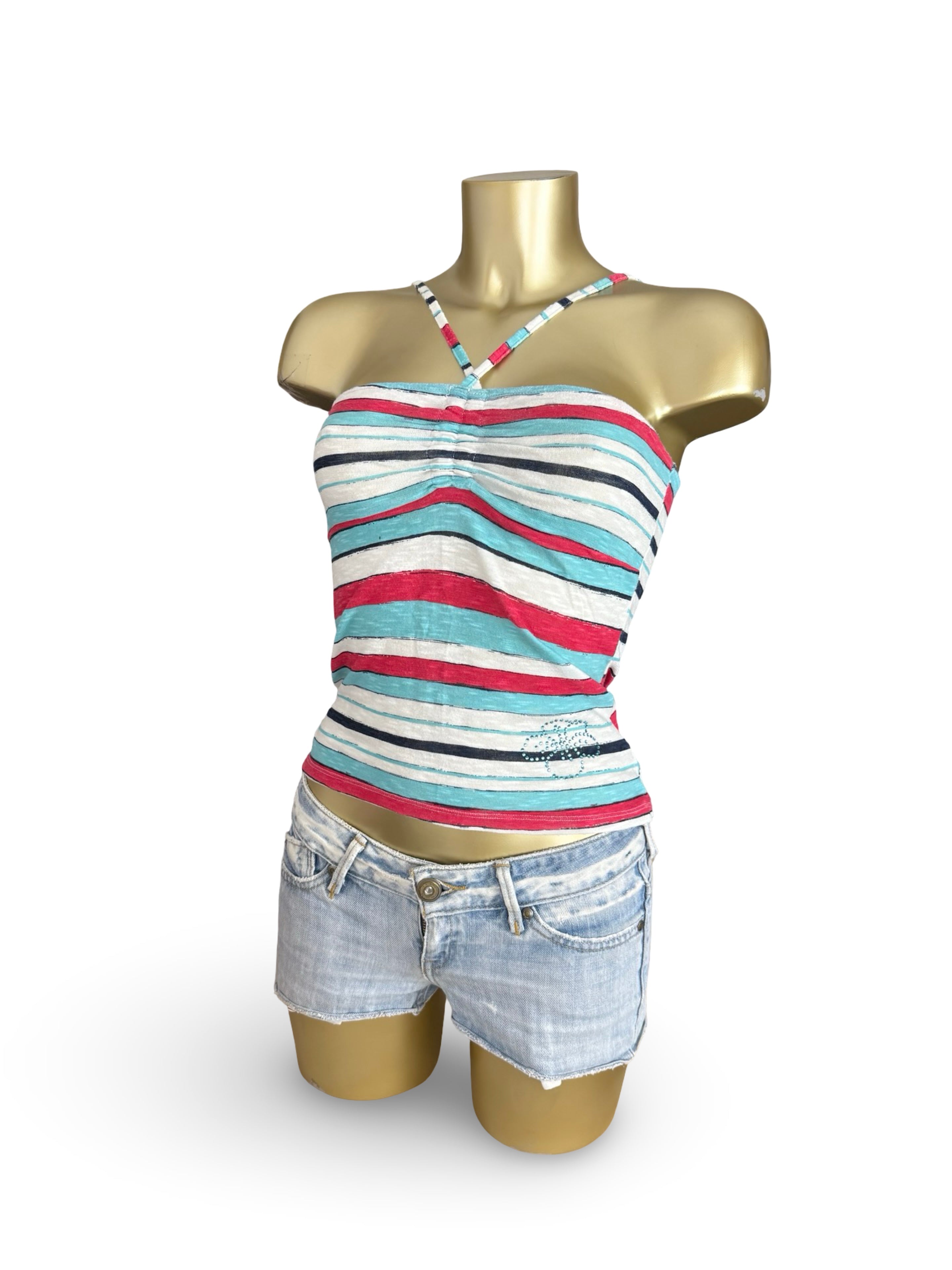 Blue striped cotton top (S)