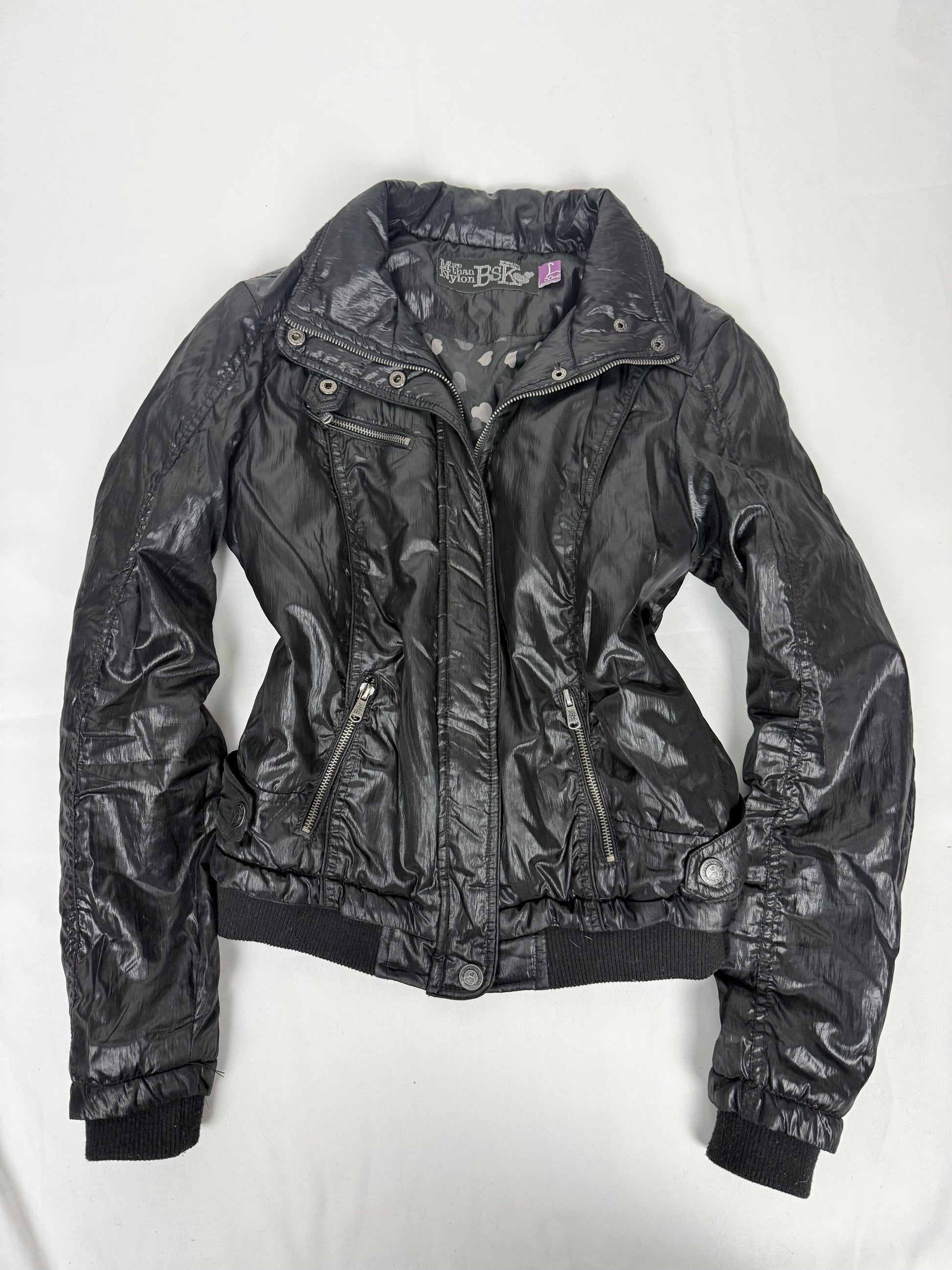 Black tight fit puffer jacket (L)