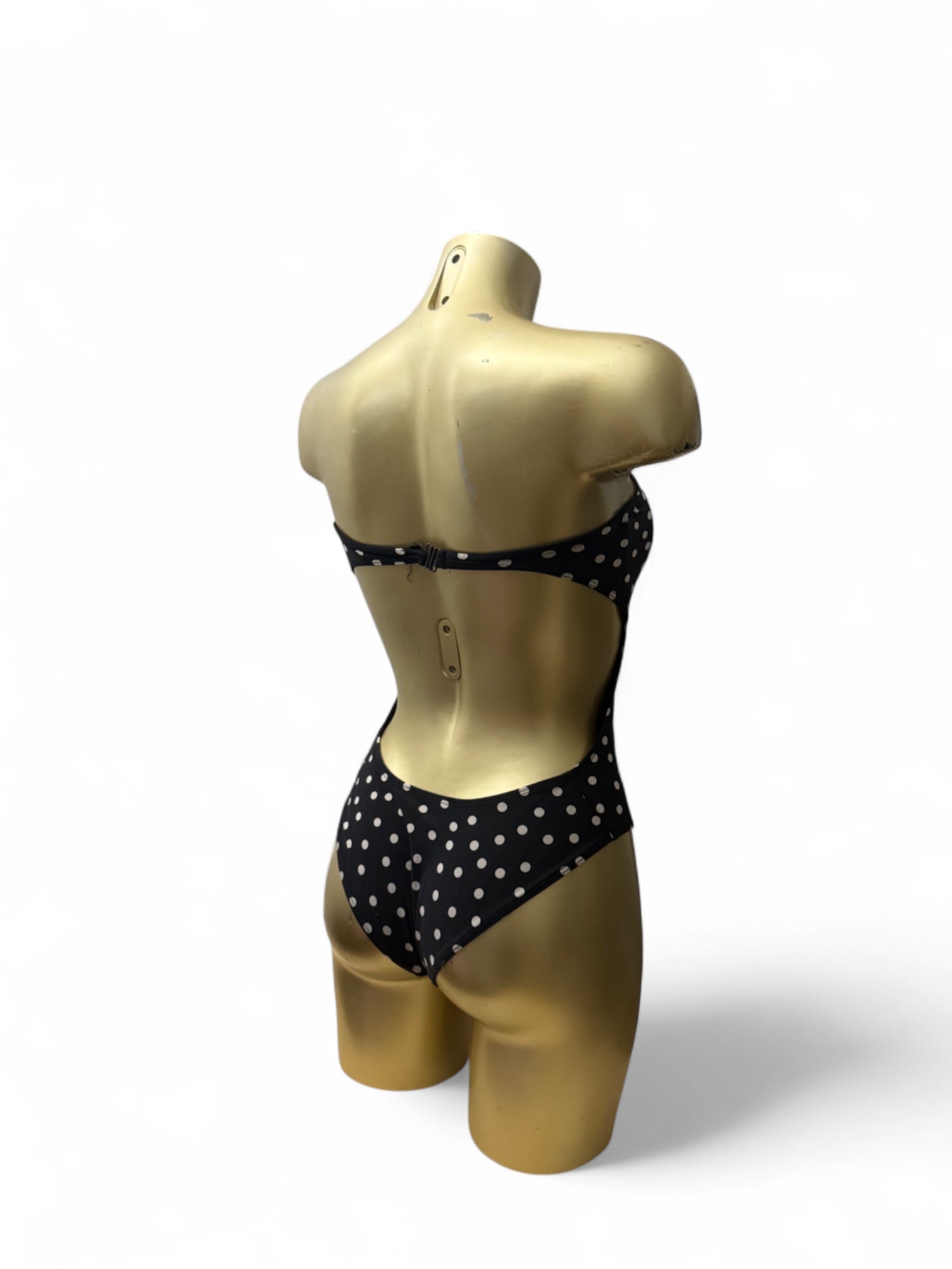 Black polka dots bustier bikini swimsuit (S)
