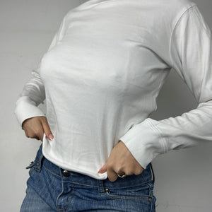 White logo high neck  long sleeves top (S)