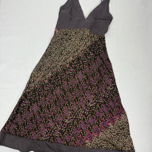 Brown 100% cotton floral maxi dress (S)
