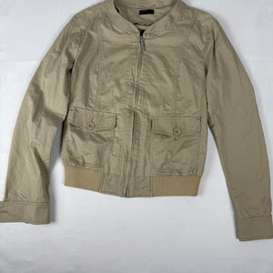 Beige cotton zip up biker jacket (L)