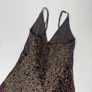 Brown 100% cotton floral maxi dress (S)