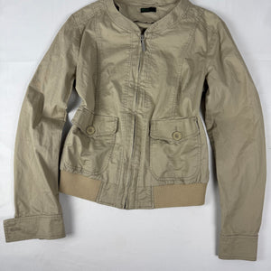Beige cotton zip up biker jacket (L)