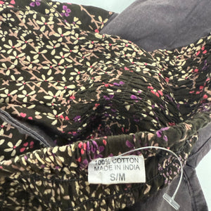 Brown 100% cotton floral maxi dress (S)