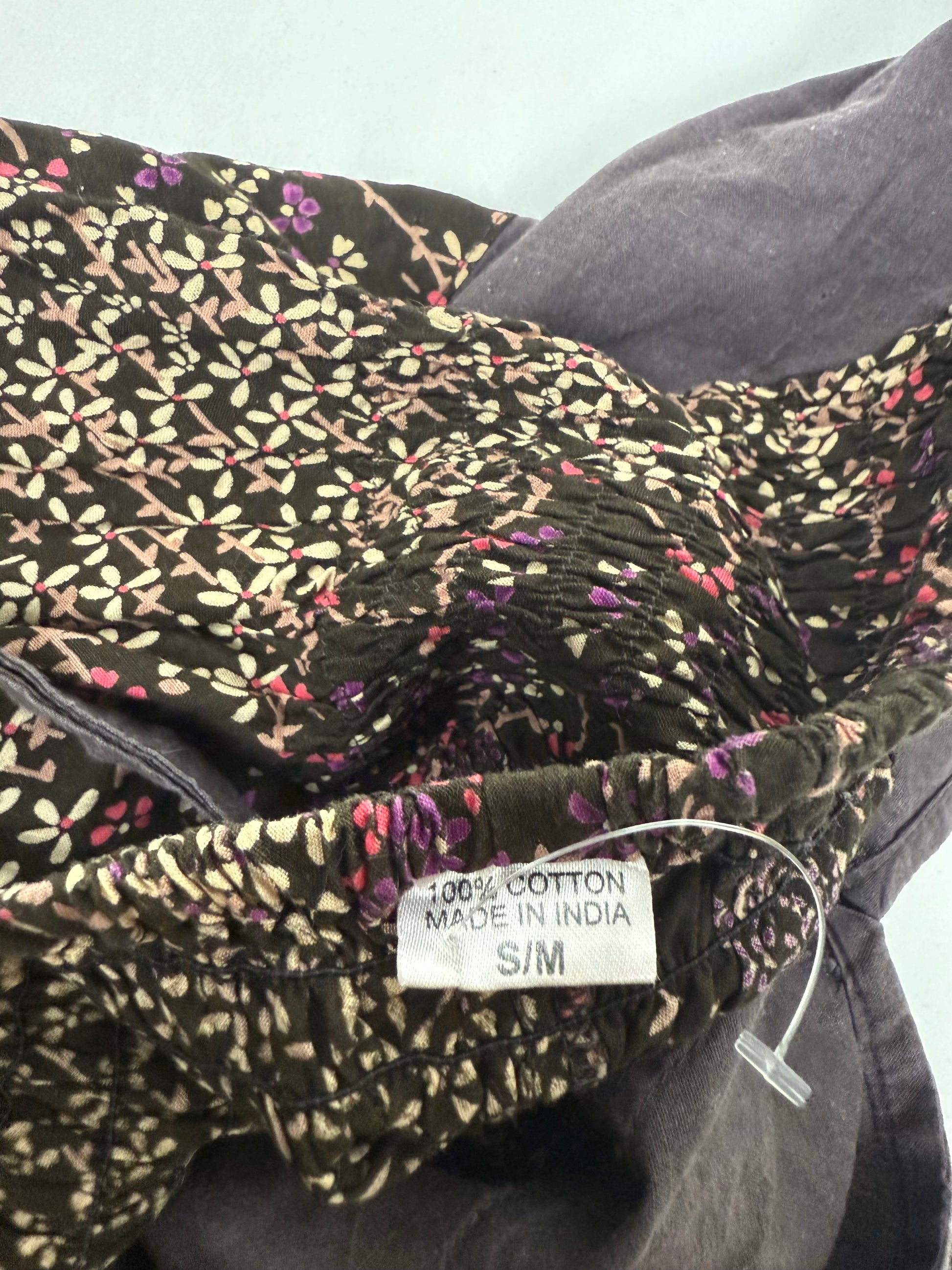 Brown 100% cotton floral maxi dress (S)