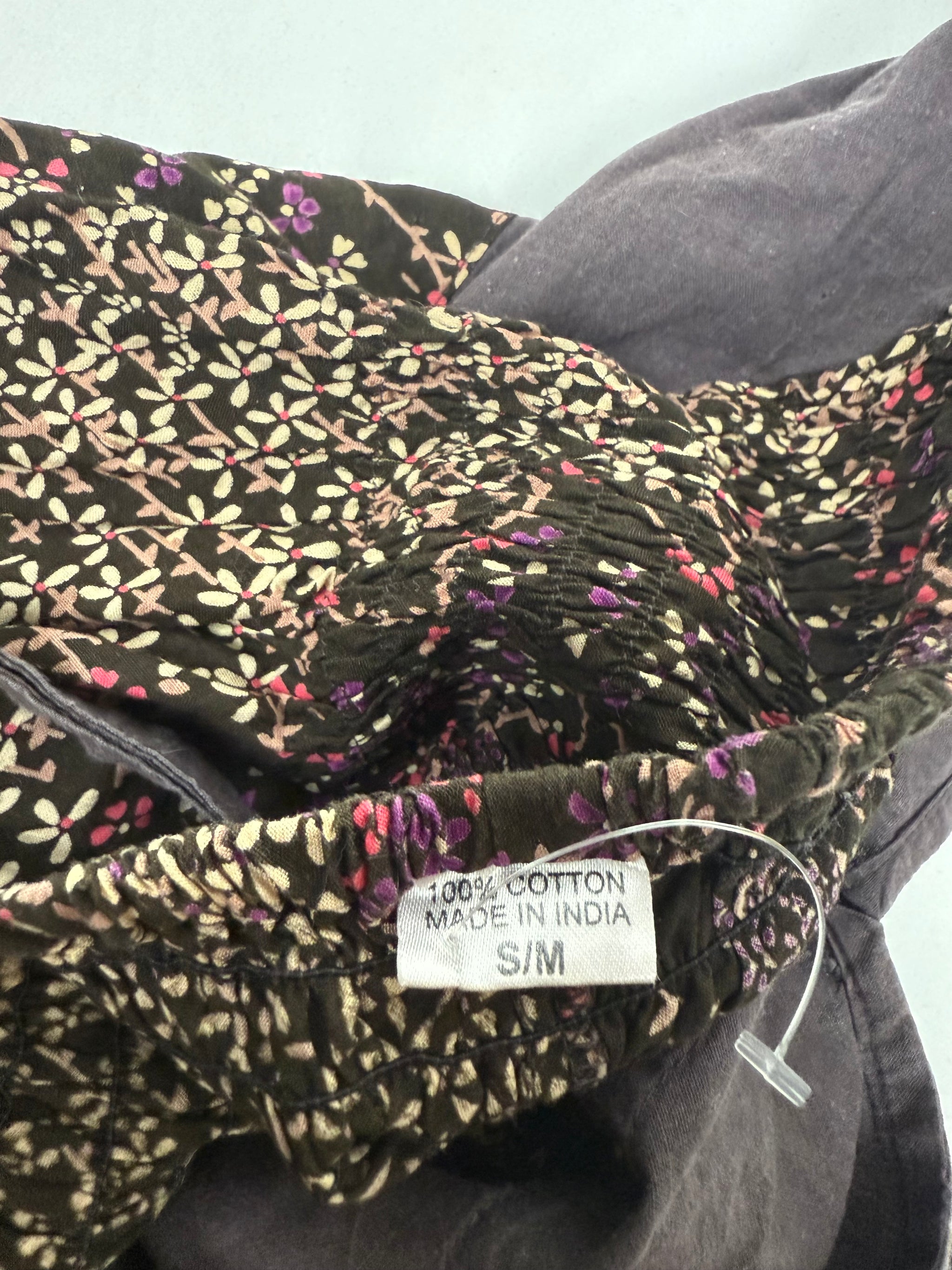 Brown 100% cotton floral maxi dress (S)
