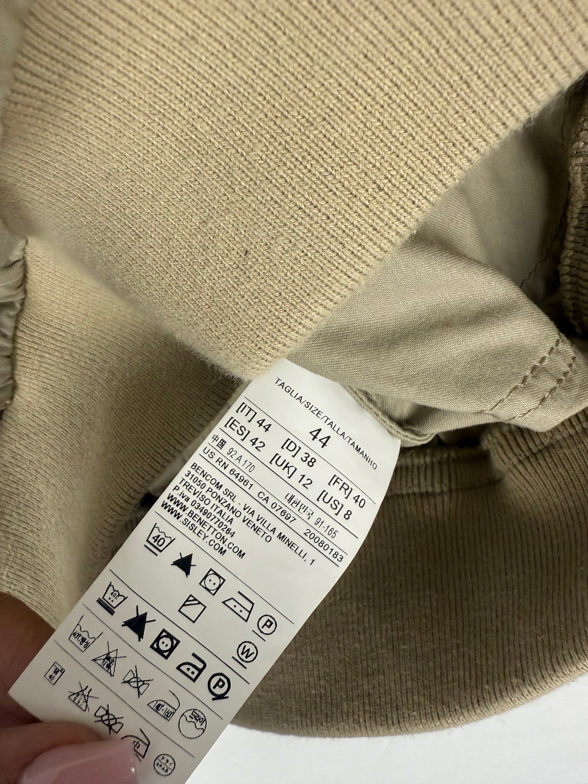 Beige cotton zip up biker jacket (L)