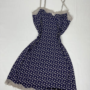 Navy graphic babydoll mini dress (S)