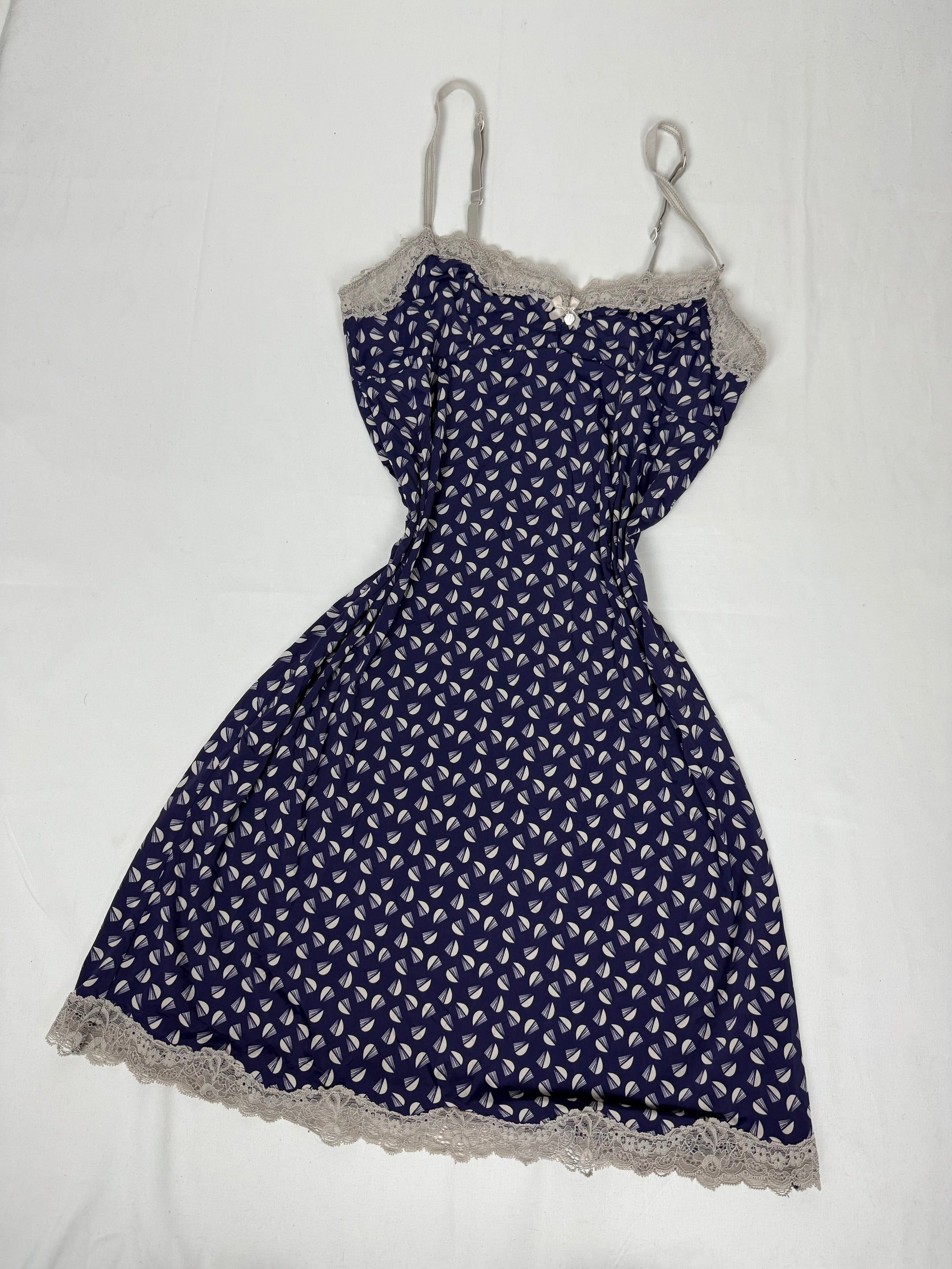 Navy graphic babydoll mini dress (S)