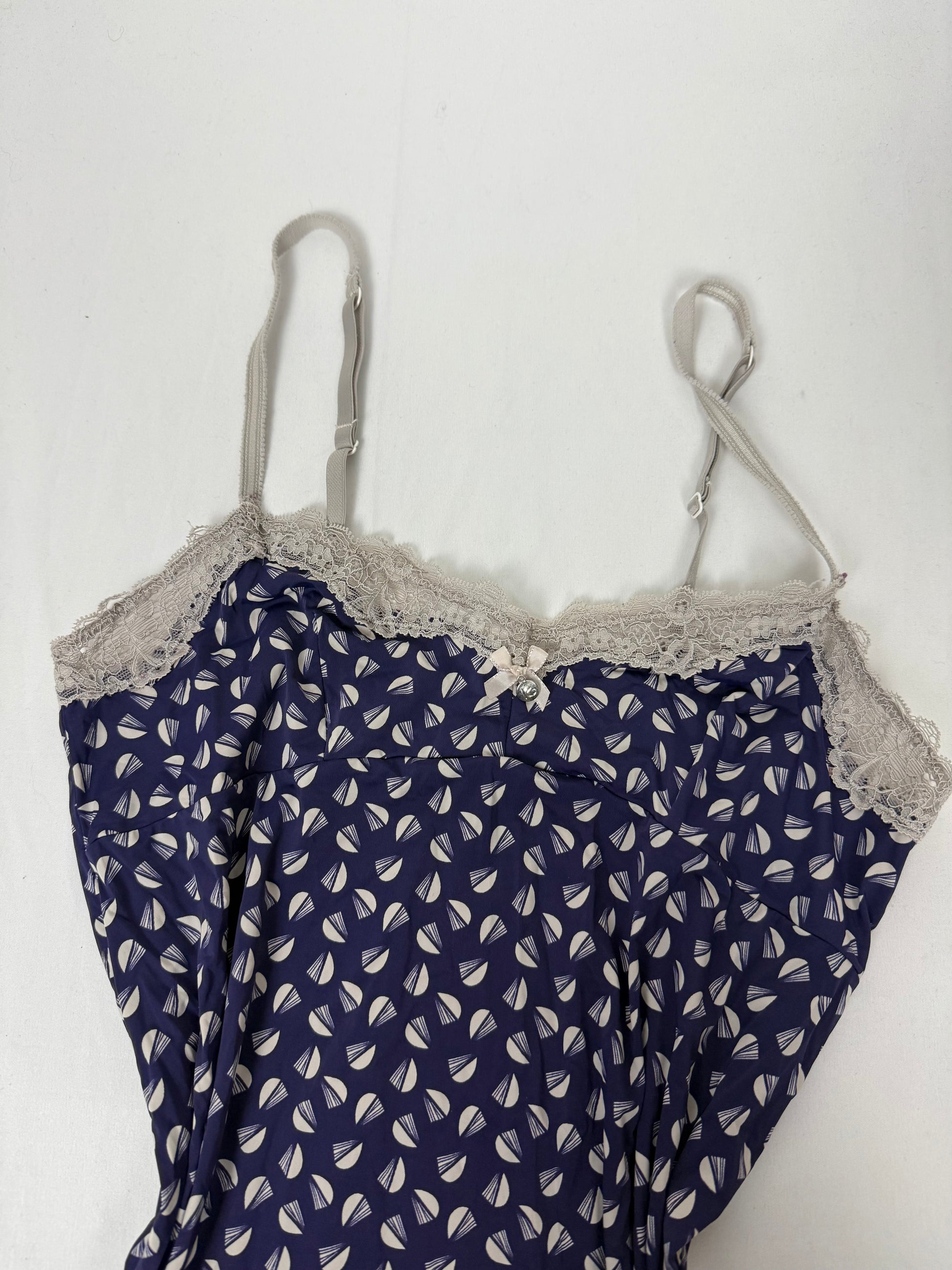 Navy graphic babydoll mini dress (S)