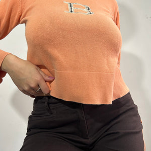 Orange cotton B logo knitted jumper (S)