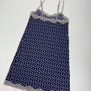 Navy graphic babydoll mini dress (S)