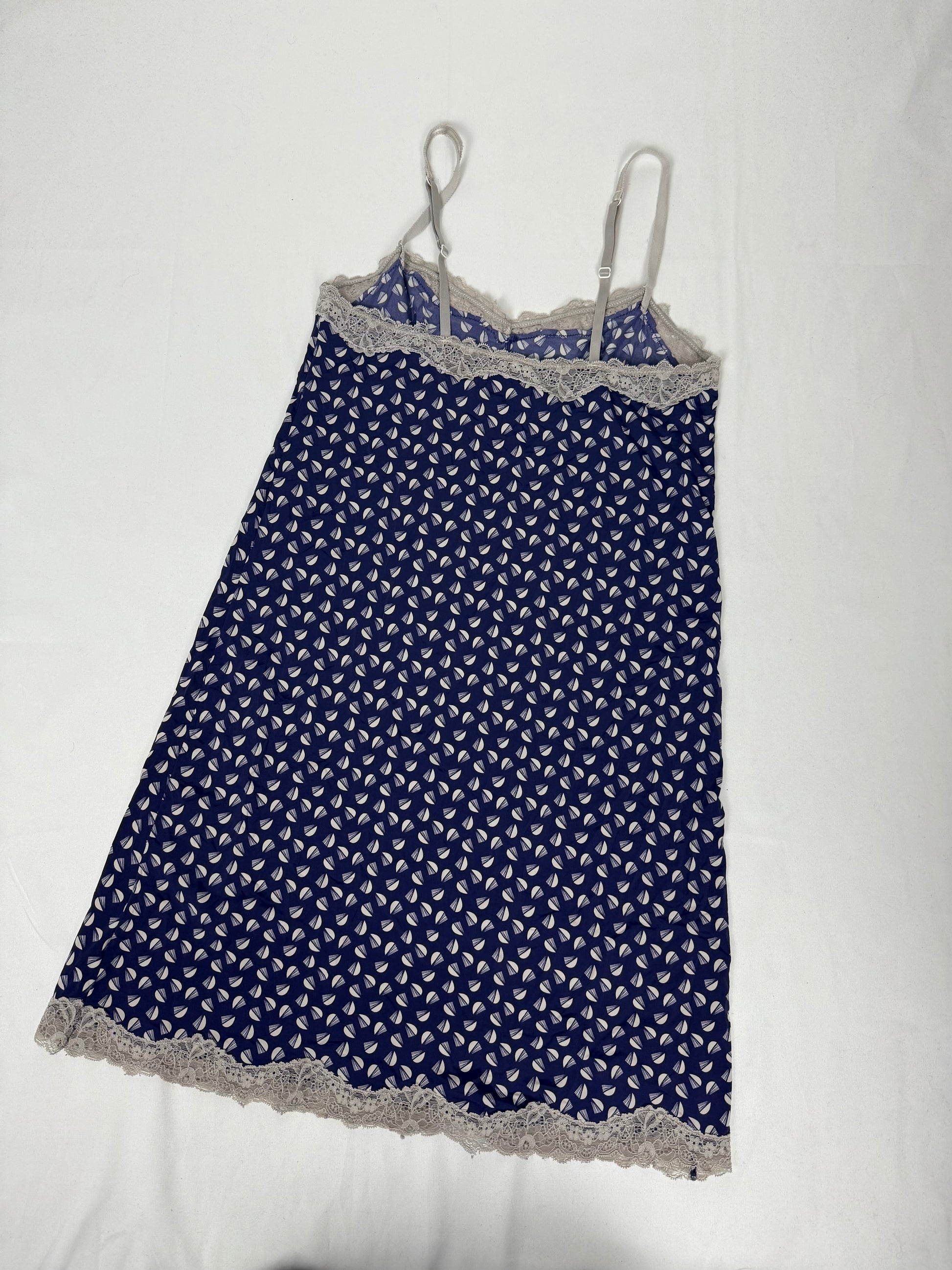 Navy graphic babydoll mini dress (S)