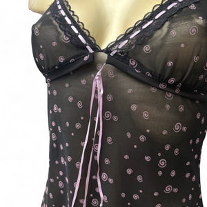 Black mesh bow  babydoll mini dress (S)