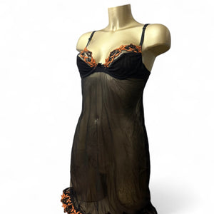 Black mesh corset babydoll top (S)