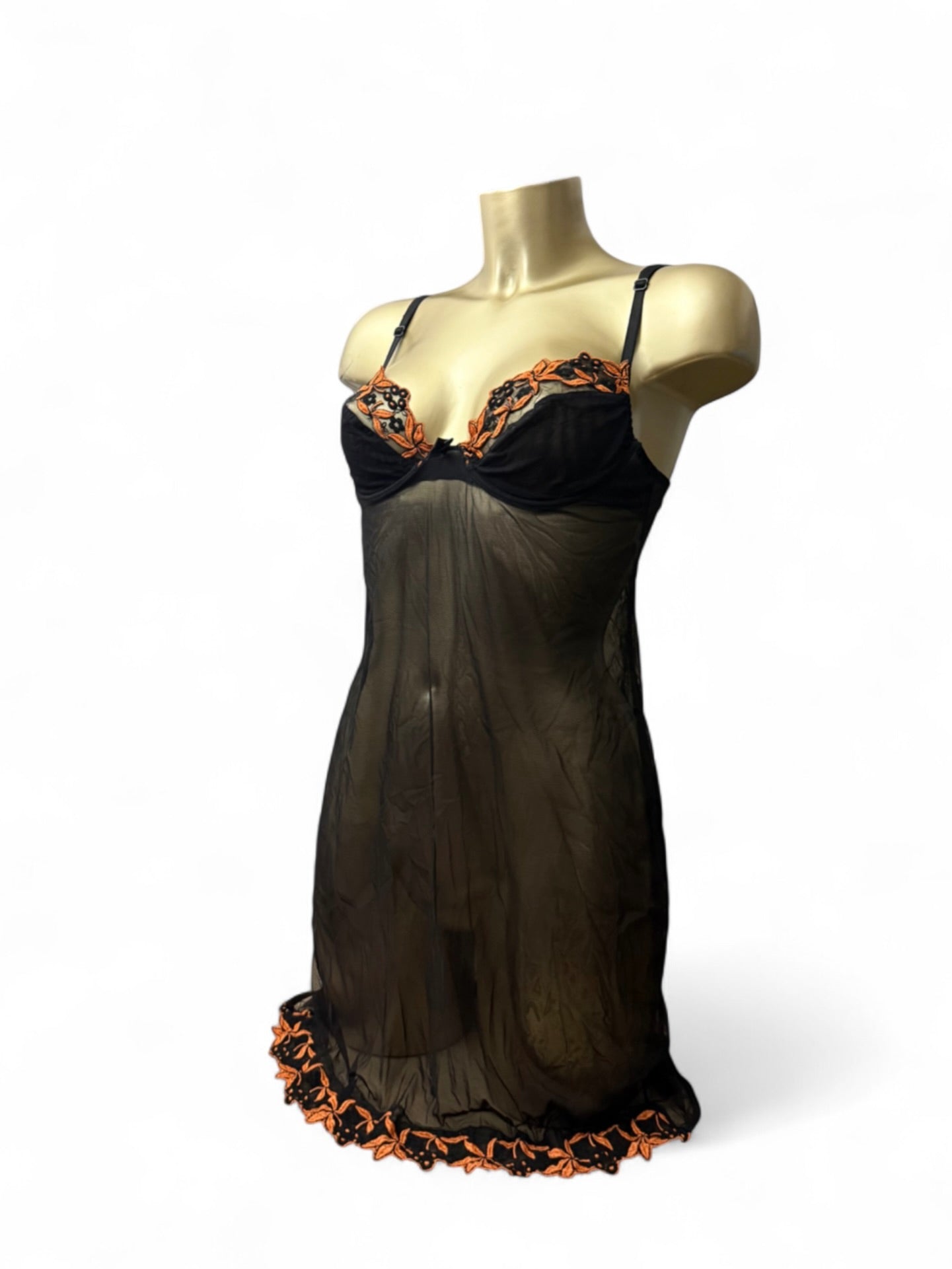 Black mesh corset babydoll top (S)