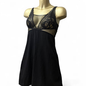 Black lace babydoll mini dress (S/M)
