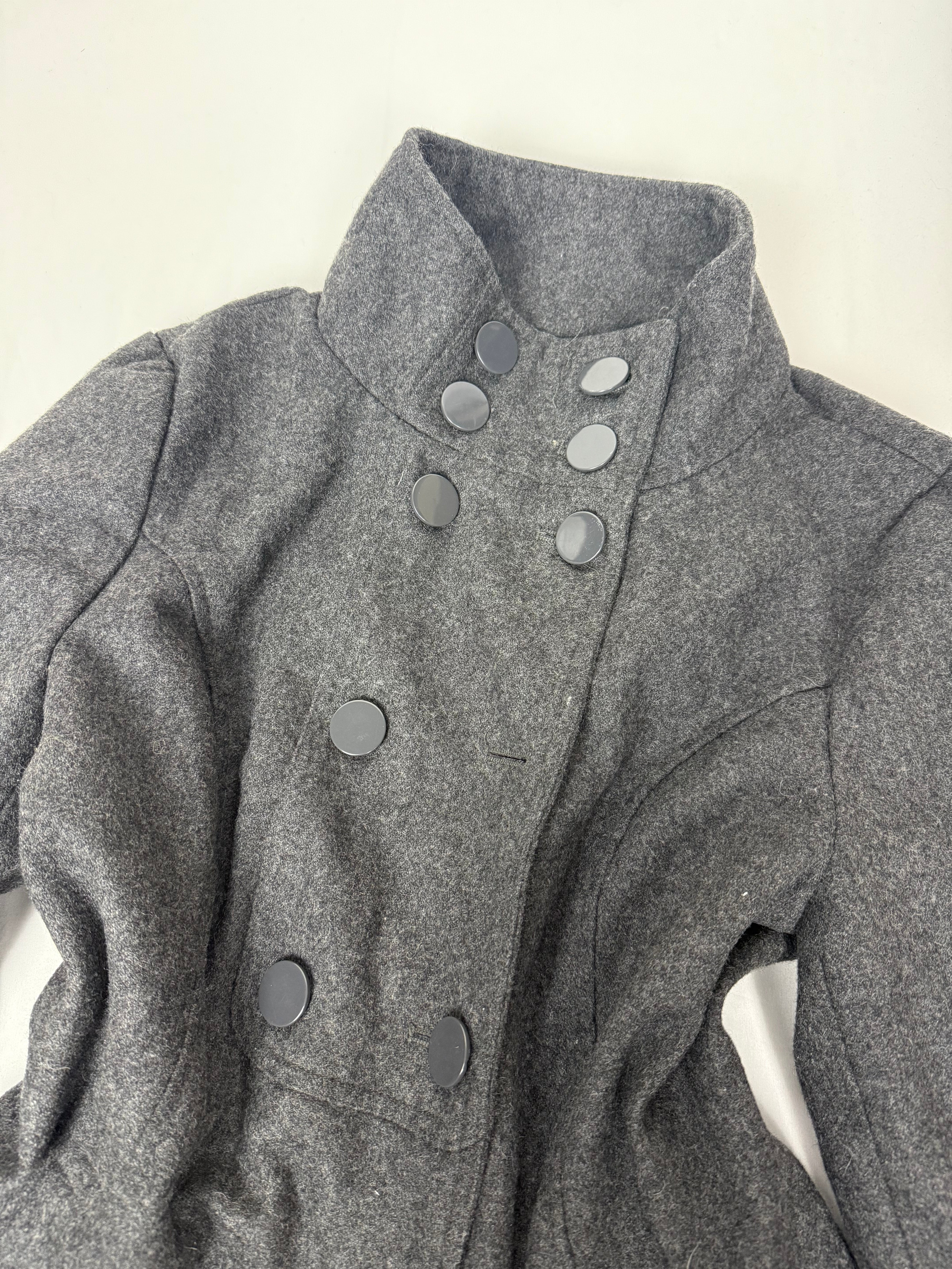 Grey wool high neck winter trench coat (L)