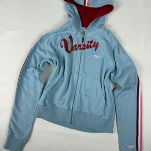 Blue 100% cotton zip up hoodie jacket (S/M)