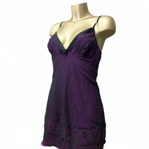 Purple & black mesh lined  babydoll mini dress (M/L)